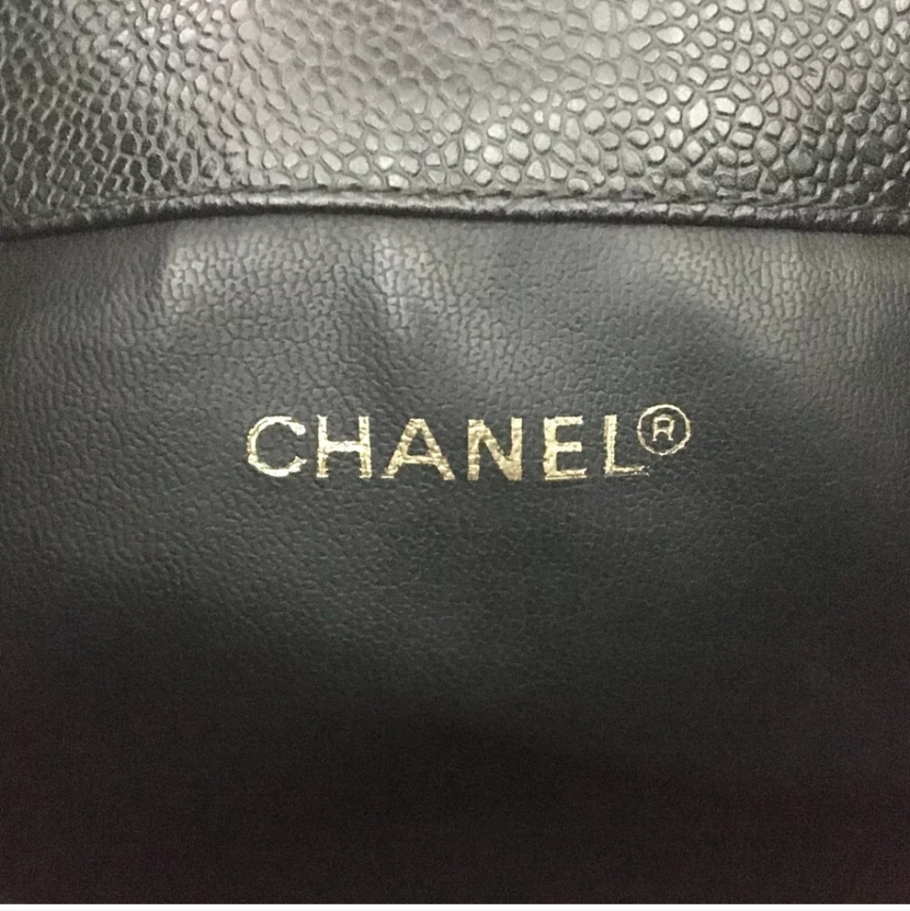 CHANEL Black Triple Coco CC Logo Cavier Leather Drawstring Shoulder Bag - Picture 11 of 12